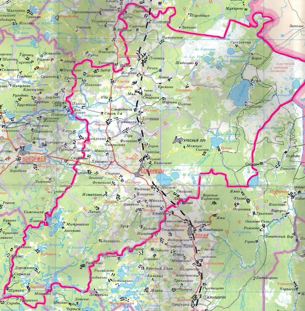 Карта псковской области подробная с деревнями по районам